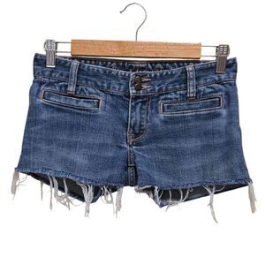 Abercrombie & Fitch Y2K micro mini jean shorts Size 0 Cut off Raw Hem Distressed